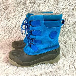 Lands End blue expedition insulated winter duck boots, boys youth Sz 7.